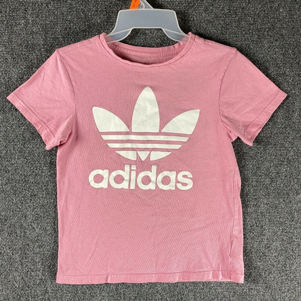 Adidas T-Shirt Medium Short Sleeve Pink Girls Youth 100% Cotton M